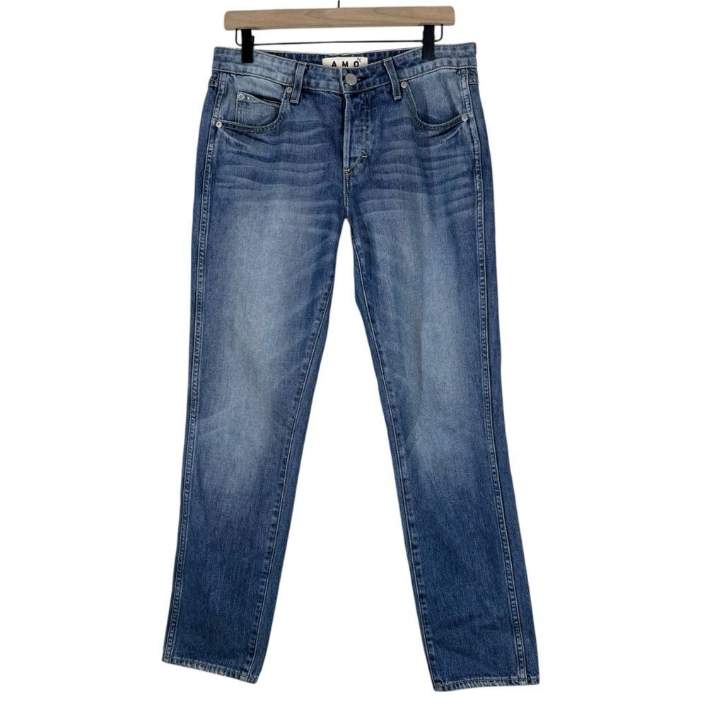 AMO Tomboy Jeans Yours Truly Wash Relaxed Fit Straight Tapered Leg Size 27